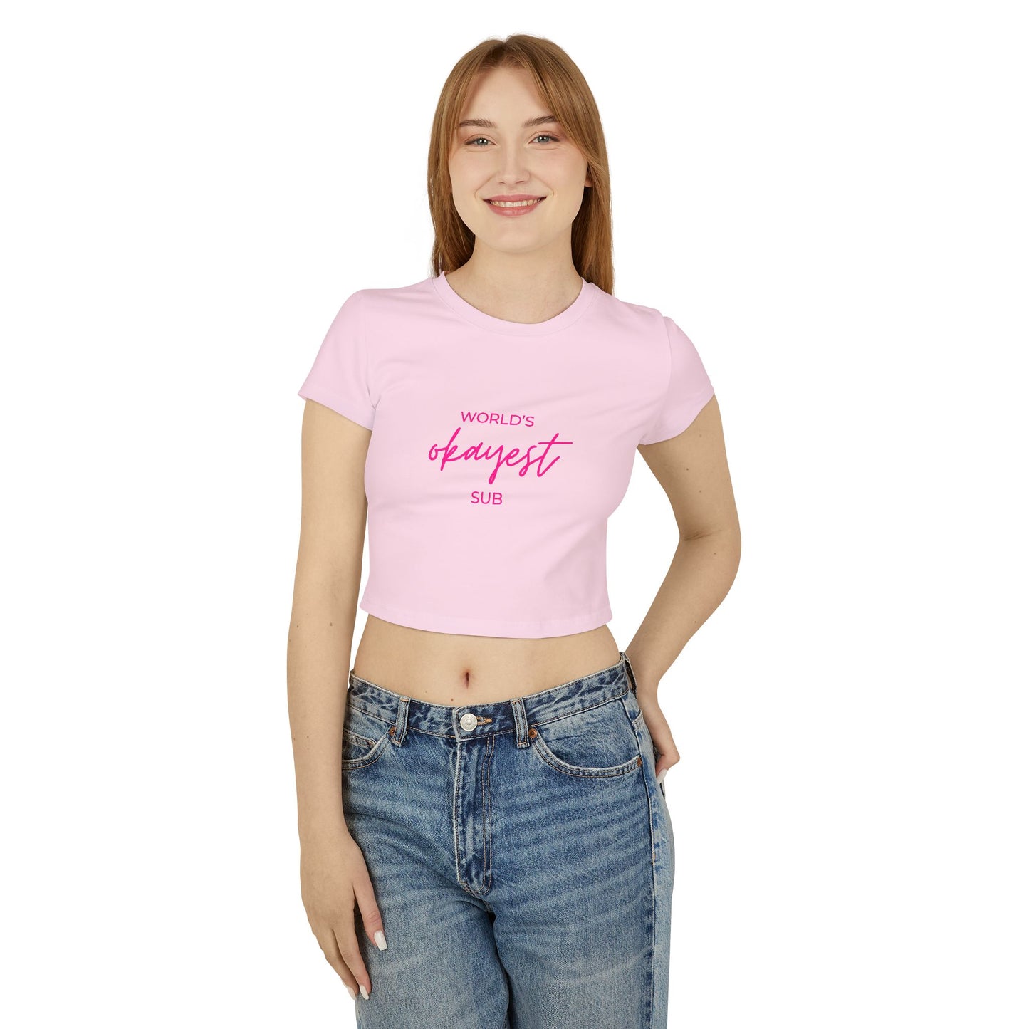 World’s Okayest Sub Cropped Tee – Funny Kink Cropped Shirt, Brat Submissive Merch, Spicy Romance Reader Top, Booktok Smut Shirt, Sub Dom Aesthetic