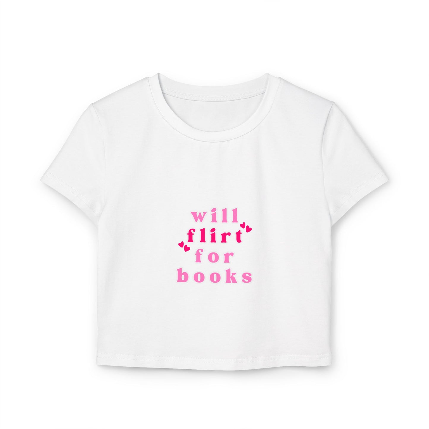 Will Flirt for Books Cropped Tee – Flirty Bookish Crop Top, Spicy Romance Reader Shirt, Funny Book Lover Gift, Booktok Aesthetic, Smut Girl Merch