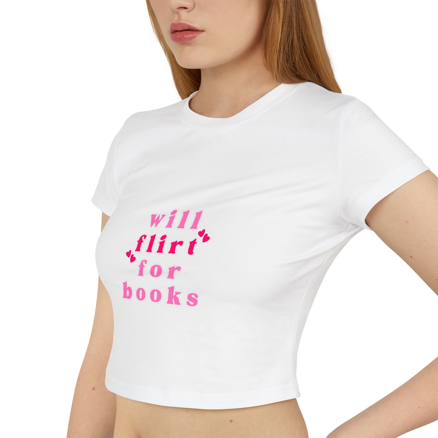 Will Flirt for Books Cropped Tee – Flirty Bookish Crop Top, Spicy Romance Reader Shirt, Funny Book Lover Gift, Booktok Aesthetic, Smut Girl Merch