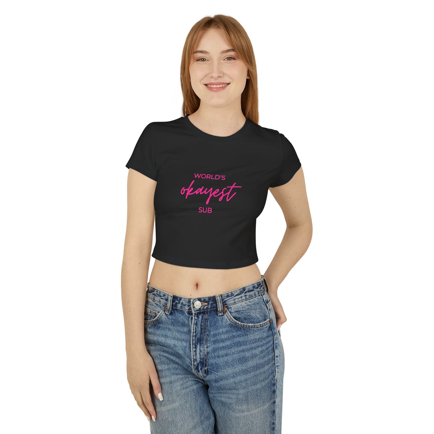World’s Okayest Sub Cropped Tee – Funny Kink Cropped Shirt, Brat Submissive Merch, Spicy Romance Reader Top, Booktok Smut Shirt, Sub Dom Aesthetic
