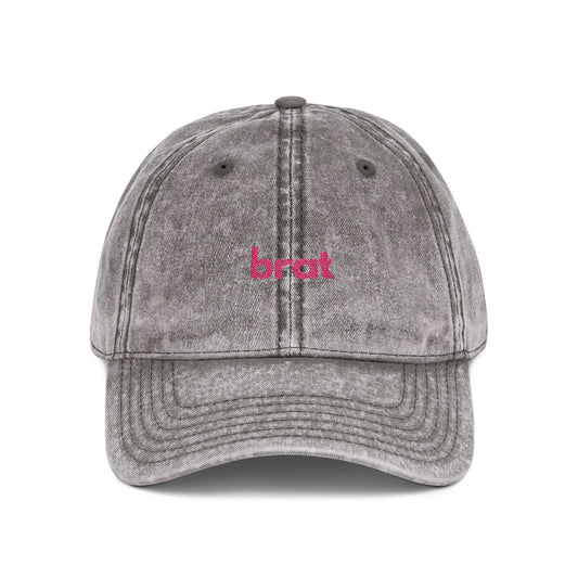 Brat Embroidered Hat – Vintage Aesthetic Baseball Cap – Submissive Kink Hat, Spicy Romance Merch, Dark Romance Sub Cap, Bookish Brat Girl Gift
