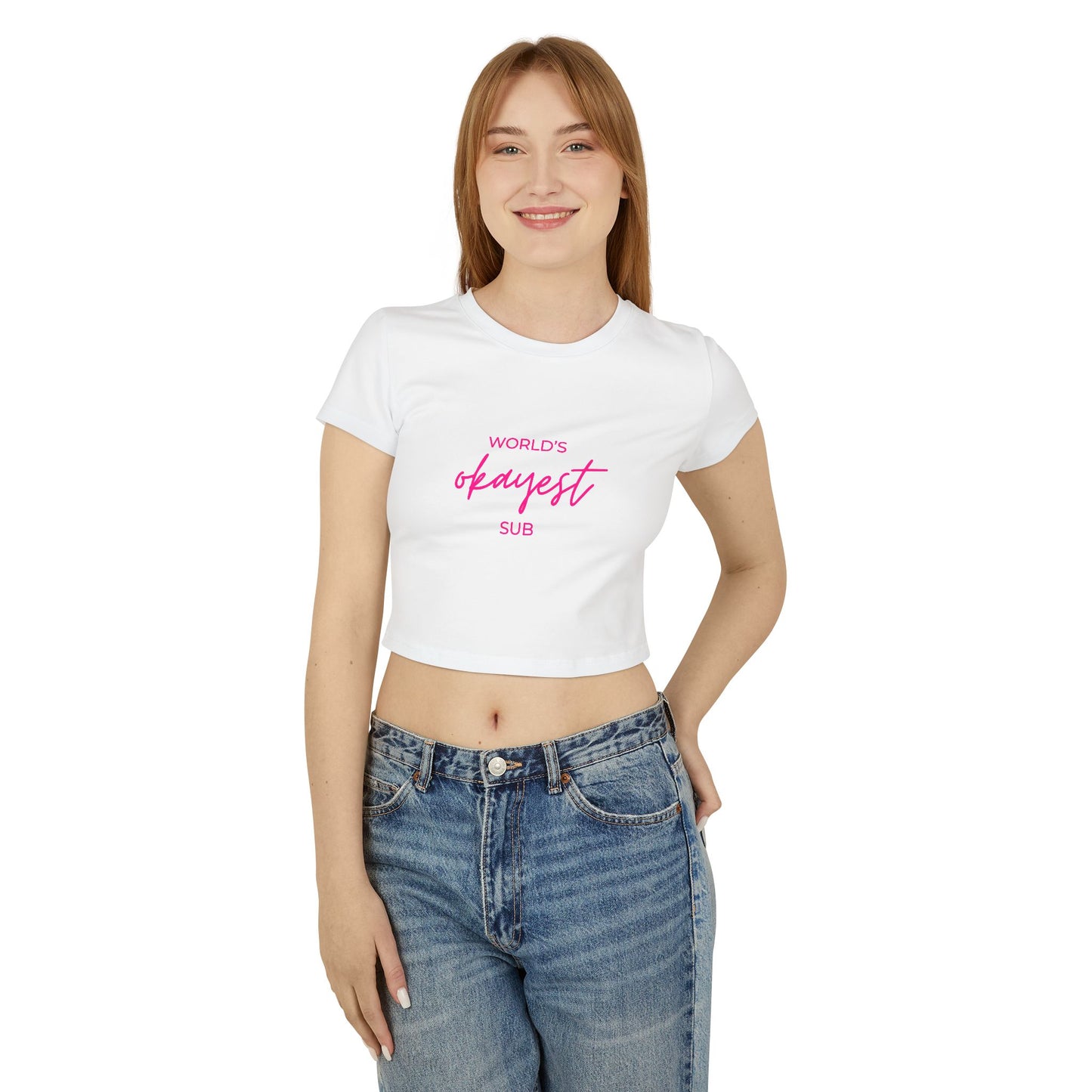 World’s Okayest Sub Cropped Tee – Funny Kink Cropped Shirt, Brat Submissive Merch, Spicy Romance Reader Top, Booktok Smut Shirt, Sub Dom Aesthetic